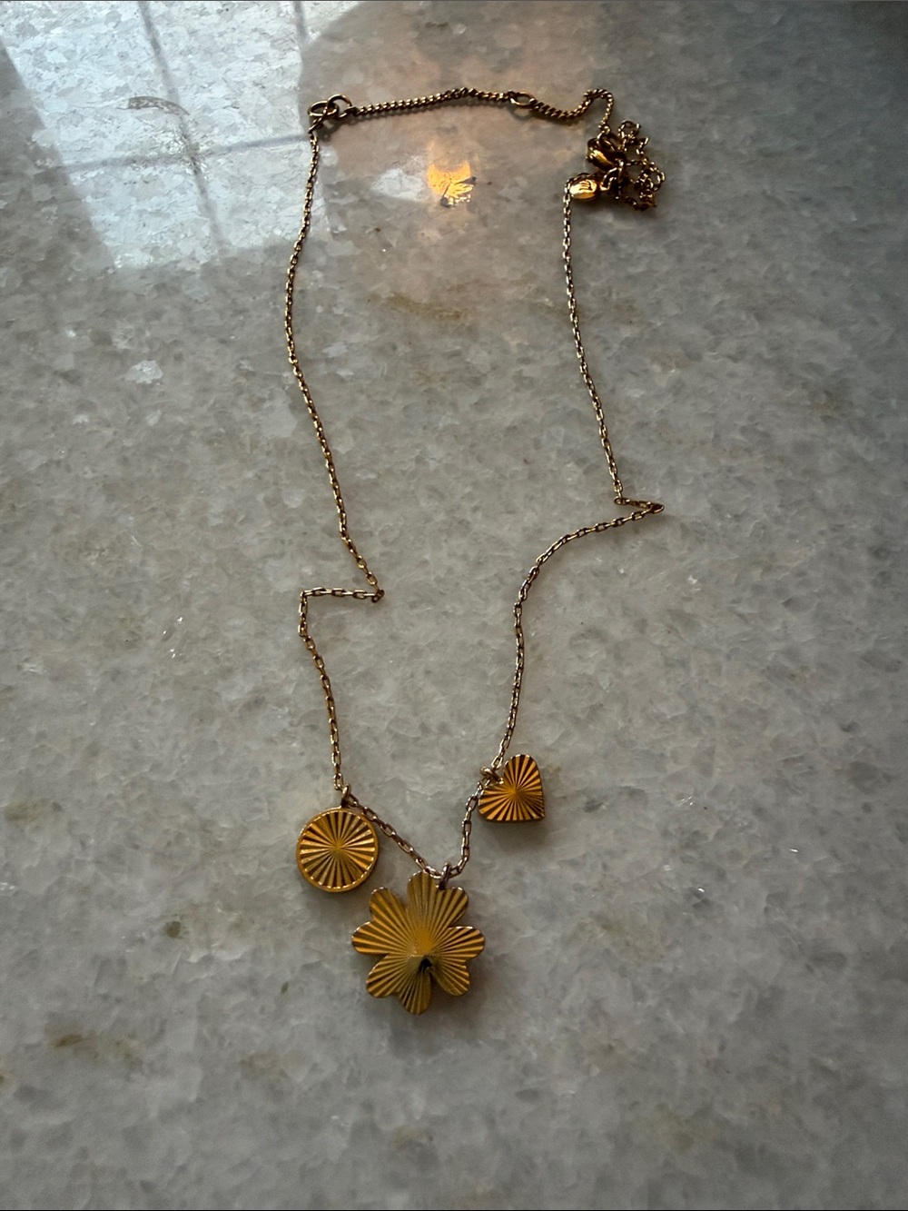Madewell Gold Floral, Sunburst & Heart Charm Necklace